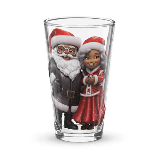 Black Mr. & Mrs. Santa Claus Pint Glass