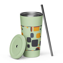 Load image into Gallery viewer, Spotted Insulated tumbler with a straw