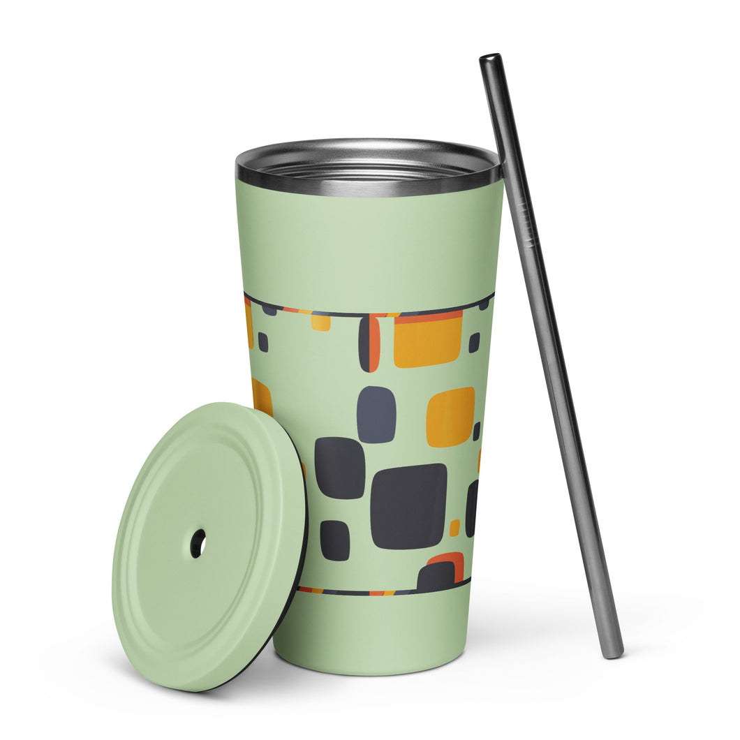 Spotted Insulated tumbler with a straw