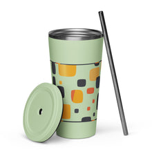 Load image into Gallery viewer, Spotted Insulated tumbler with a straw