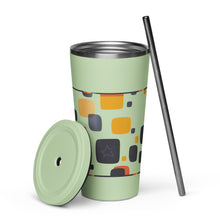 Load image into Gallery viewer, Spotted Insulated tumbler with a straw