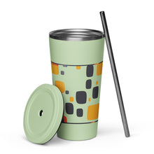 Load image into Gallery viewer, Spotted Insulated tumbler with a straw