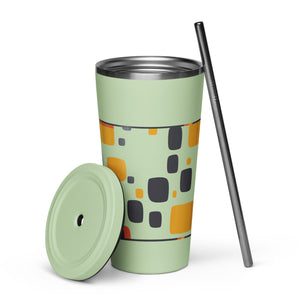 Spotted Insulated tumbler with a straw