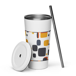 Spotted Insulated tumbler with a straw