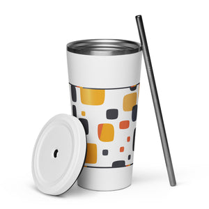 Spotted Insulated tumbler with a straw